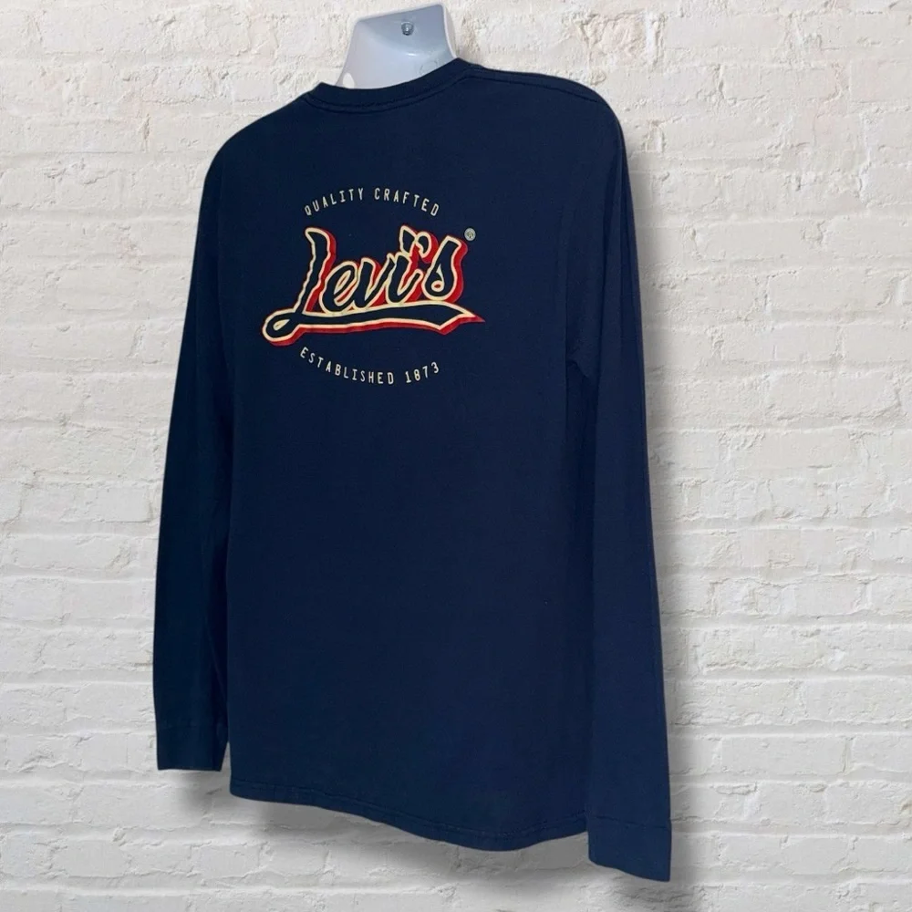🔴 Levi’s Long Sleeve Logo Tee Men’s L Navy Blue | Quality Crafted Since 1873